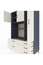 Kronos Dolap 7 Raflı 5 Çekmeceli 3 Kapaklı 132x59x195 Antrasit-Aytaşı/Aytaşı