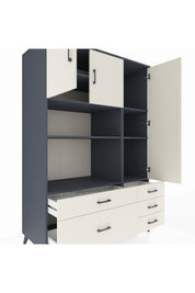 Kronos Dolap 7 Raflı 5 Çekmeceli 3 Kapaklı 132x59x195 Antrasit-Aytaşı/Aytaşı
