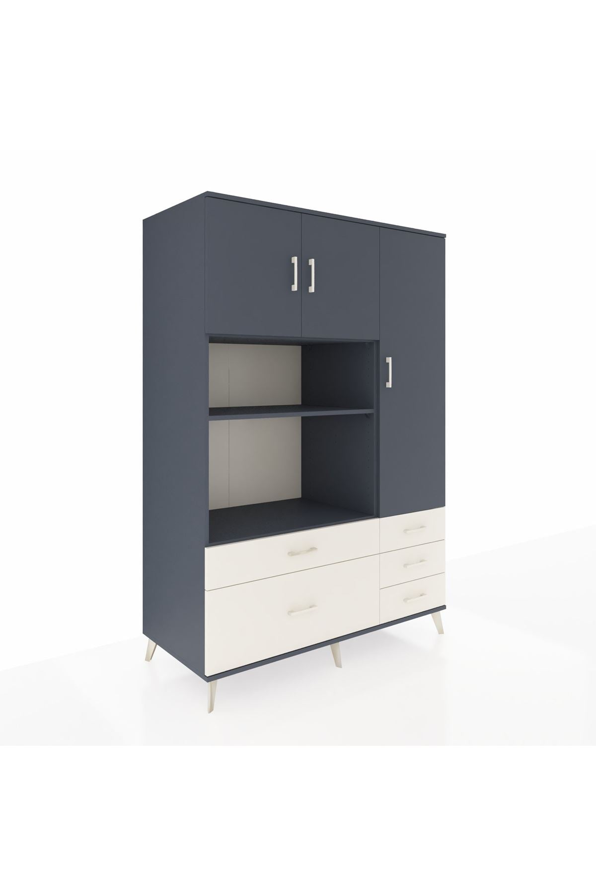 Kronos Dolap 7 Raflı 5 Çekmeceli 3 Kapaklı 132x59x195 Antrasit-Antrasit/Aytaşı