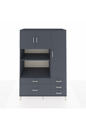 Kronos Dolap 7 Raflı 5 Çekmeceli 3 Kapaklı 132x59x195 Antrasit-Antrasit/Antrasit