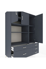 Kronos Dolap 7 Raflı 5 Çekmeceli 3 Kapaklı 132x59x195 Antrasit-Antrasit/Antrasit