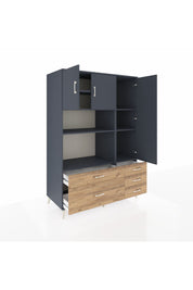 Kronos Dolap 7 Raflı 5 Çekmeceli 3 Kapaklı 132x59x195 Antrasit-Antrasit/Çam