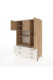 Kronos Dolap 7 Raflı 5 Çekmeceli 3 Kapaklı 132x59x195 Çam-Çam/Aytaşı