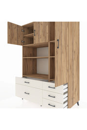 Kronos Dolap 7 Raflı 5 Çekmeceli 3 Kapaklı 132x59x195 Çam-Çam/Aytaşı