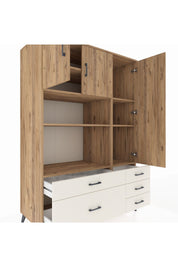 Kronos Dolap 7 Raflı 5 Çekmeceli 3 Kapaklı 132x59x195 Çam-Çam/Aytaşı