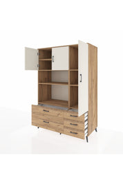 Kronos Dolap 7 Raflı 5 Çekmeceli 3 Kapaklı 132x59x195 Çam-Aytaşı/Çam