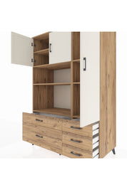 Kronos Dolap 7 Raflı 5 Çekmeceli 3 Kapaklı 132x59x195 Çam-Aytaşı/Çam