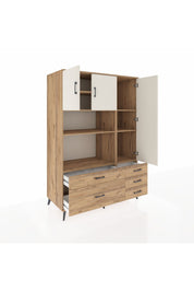 Kronos Dolap 7 Raflı 5 Çekmeceli 3 Kapaklı 132x59x195 Çam-Aytaşı/Çam