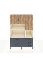 Kronos Dolap 8 Raflı 5 Çekmeceli 3 Kapaklı 132x59x195 Aytaşı-Çam/Antrasit