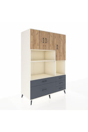 Kronos Dolap 8 Raflı 5 Çekmeceli 3 Kapaklı 132x59x195 Aytaşı-Çam/Antrasit