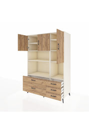 Kronos Dolap 8 Raflı 5 Çekmeceli 3 Kapaklı 132x59x195 Aytaşı-Çam/Çam