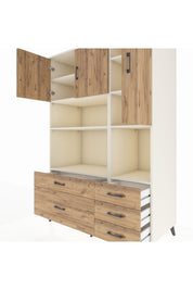 Kronos Dolap 8 Raflı 5 Çekmeceli 3 Kapaklı 132x59x195 Aytaşı-Çam/Çam