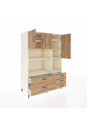 Kronos Dolap 8 Raflı 5 Çekmeceli 3 Kapaklı 132x59x195 Aytaşı-Çam/Çam