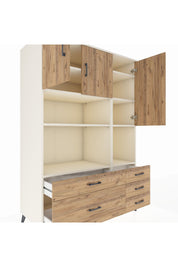 Kronos Dolap 8 Raflı 5 Çekmeceli 3 Kapaklı 132x59x195 Aytaşı-Çam/Çam