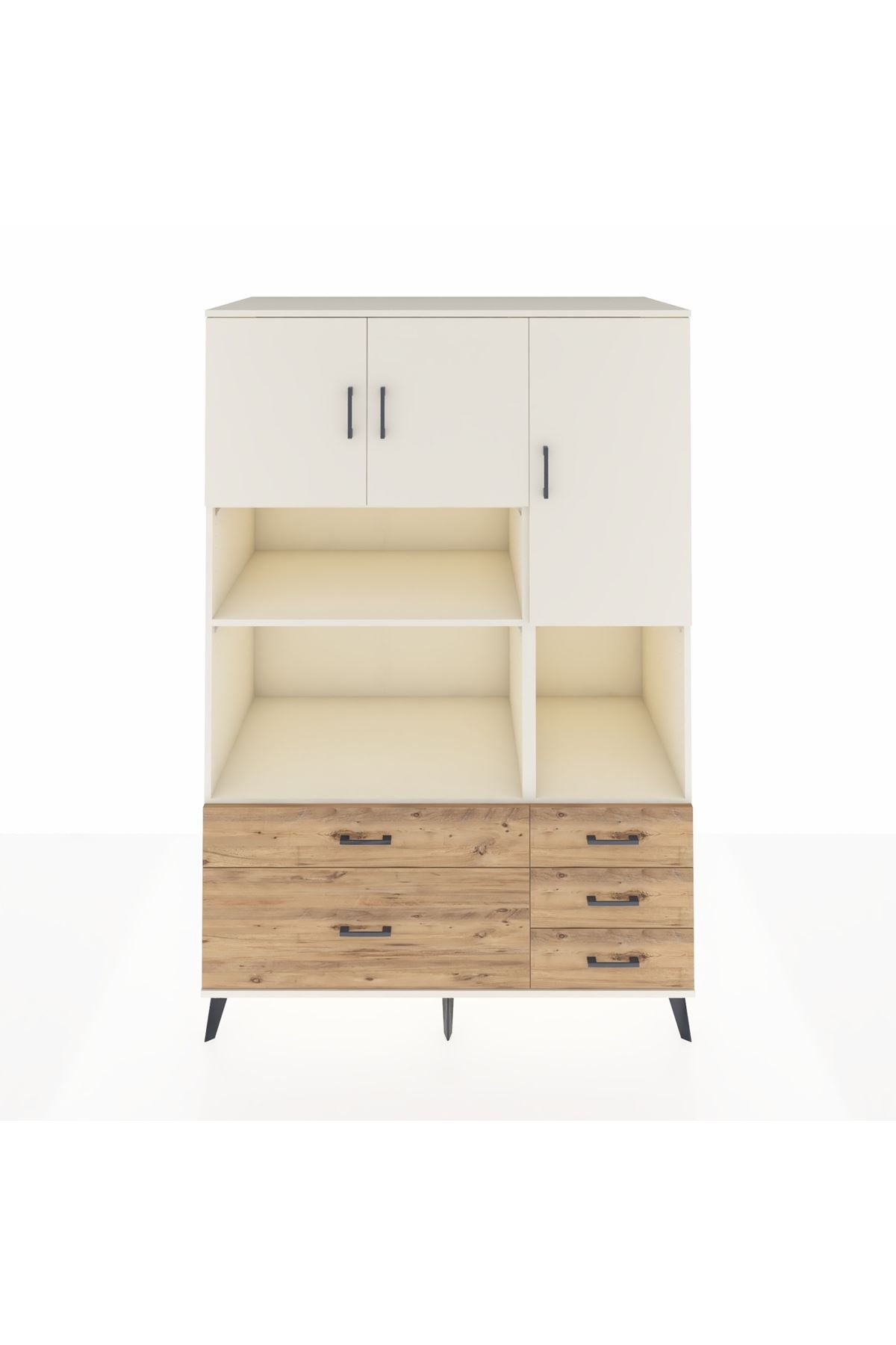 Kronos Dolap 8 Raflı 5 Çekmeceli 3 Kapaklı 132x59x195 Aytaşı-Aytaşı/Çam