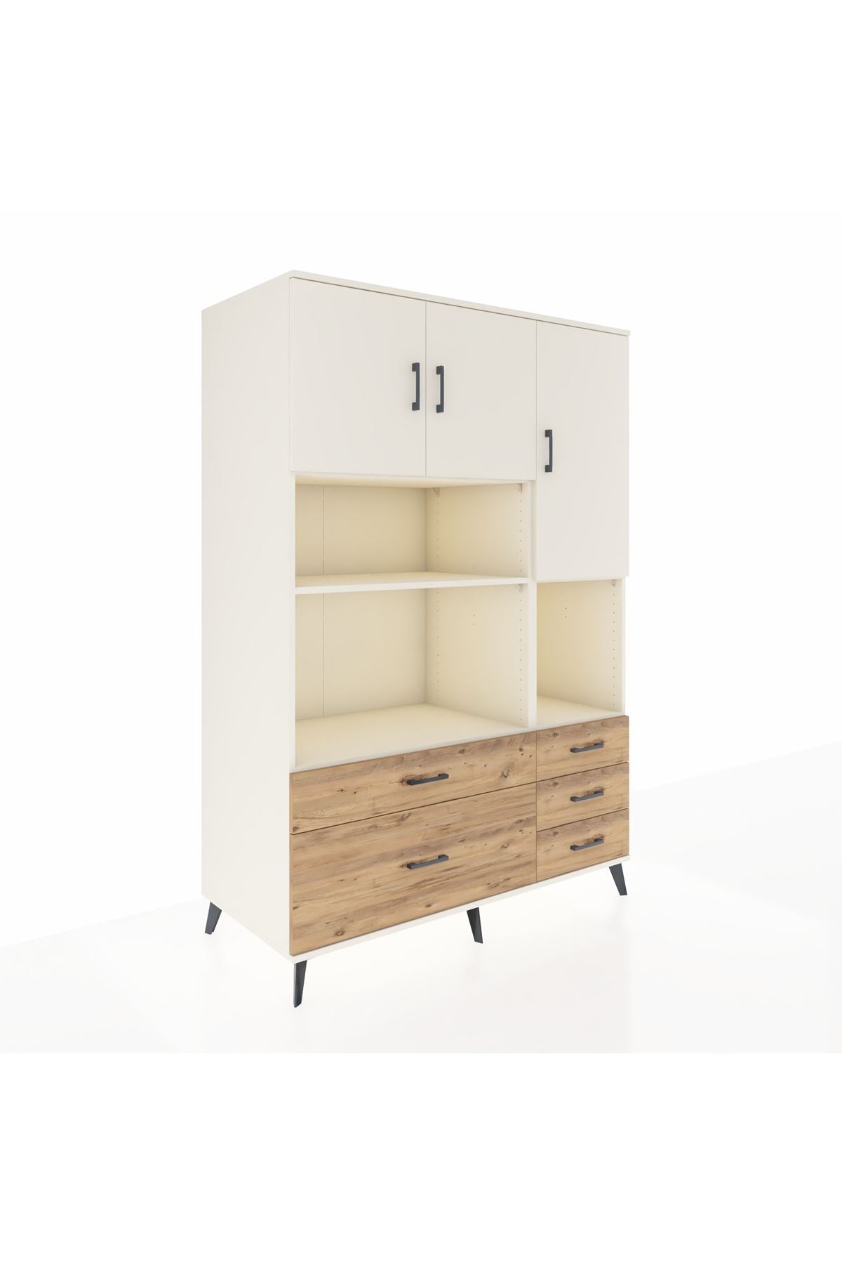 Kronos Dolap 8 Raflı 5 Çekmeceli 3 Kapaklı 132x59x195 Aytaşı-Aytaşı/Çam