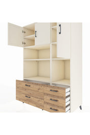 Kronos Dolap 8 Raflı 5 Çekmeceli 3 Kapaklı 132x59x195 Aytaşı-Aytaşı/Çam