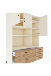 Kronos Dolap 8 Raflı 5 Çekmeceli 3 Kapaklı 132x59x195 Aytaşı-Aytaşı/Çam