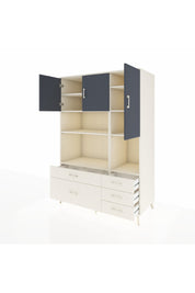 Kronos Dolap 8 Raflı 5 Çekmeceli 3 Kapaklı 132x59x195 Aytaşı-Antrasit/Aytaşı