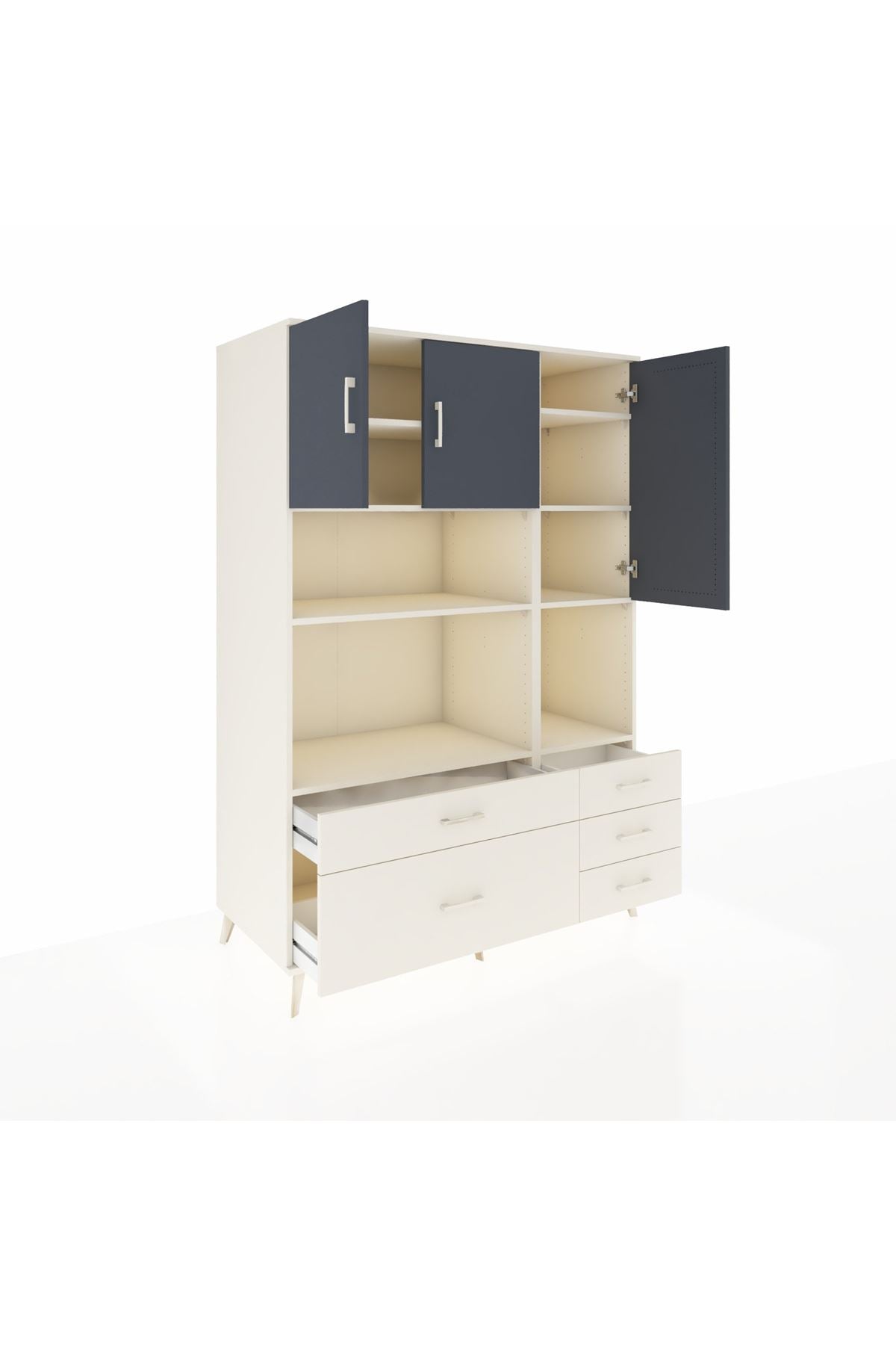 Kronos Dolap 8 Raflı 5 Çekmeceli 3 Kapaklı 132x59x195 Aytaşı-Antrasit/Aytaşı