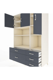 Kronos Dolap 8 Raflı 5 Çekmeceli 3 Kapaklı 132x59x195 Aytaşı-Antrasit/Antrasit