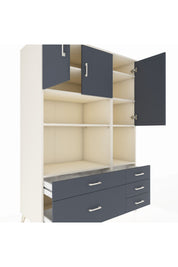 Kronos Dolap 8 Raflı 5 Çekmeceli 3 Kapaklı 132x59x195 Aytaşı-Antrasit/Antrasit