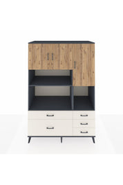 Kronos Dolap 8 Raflı 5 Çekmeceli 3 Kapaklı 132x59x195 Antrasit-Çam/Aytaşı