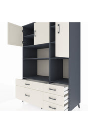 Kronos Dolap 8 Raflı 5 Çekmeceli 3 Kapaklı 132x59x195 Antrasit-Aytaşı/Aytaşı