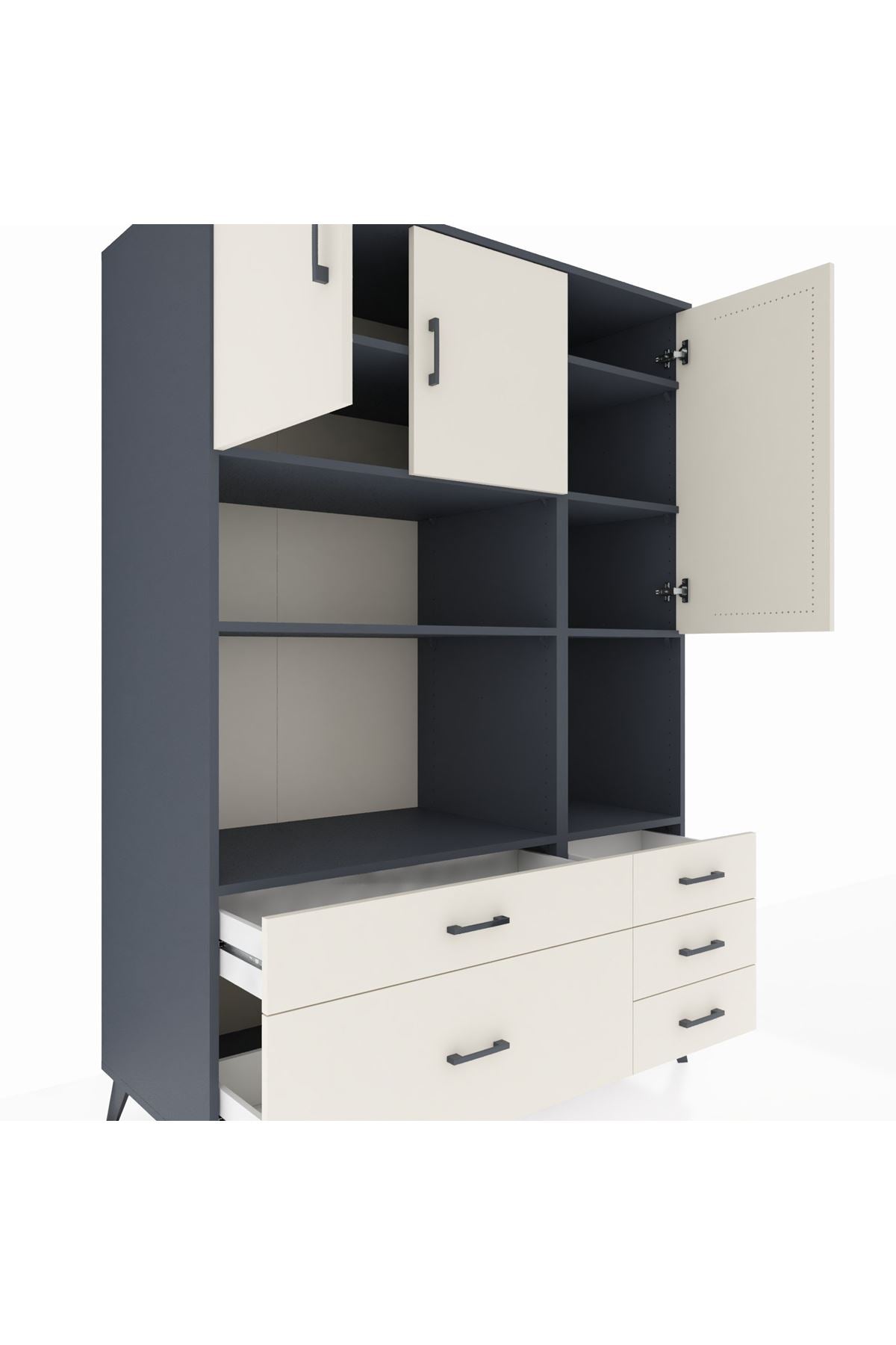 Kronos Dolap 8 Raflı 5 Çekmeceli 3 Kapaklı 132x59x195 Antrasit-Aytaşı/Aytaşı