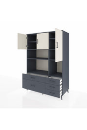 Kronos Dolap 8 Raflı 5 Çekmeceli 3 Kapaklı 132x59x195 Antrasit-Aytaşı/Antrasit