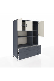 Kronos Dolap 8 Raflı 5 Çekmeceli 3 Kapaklı 132x59x195 Antrasit-Aytaşı/Antrasit