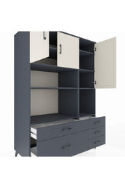 Kronos Dolap 8 Raflı 5 Çekmeceli 3 Kapaklı 132x59x195 Antrasit-Aytaşı/Antrasit
