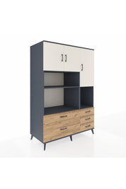 Kronos Dolap 8 Raflı 5 Çekmeceli 3 Kapaklı 132x59x195 Antrasit-Aytaşı/Çam