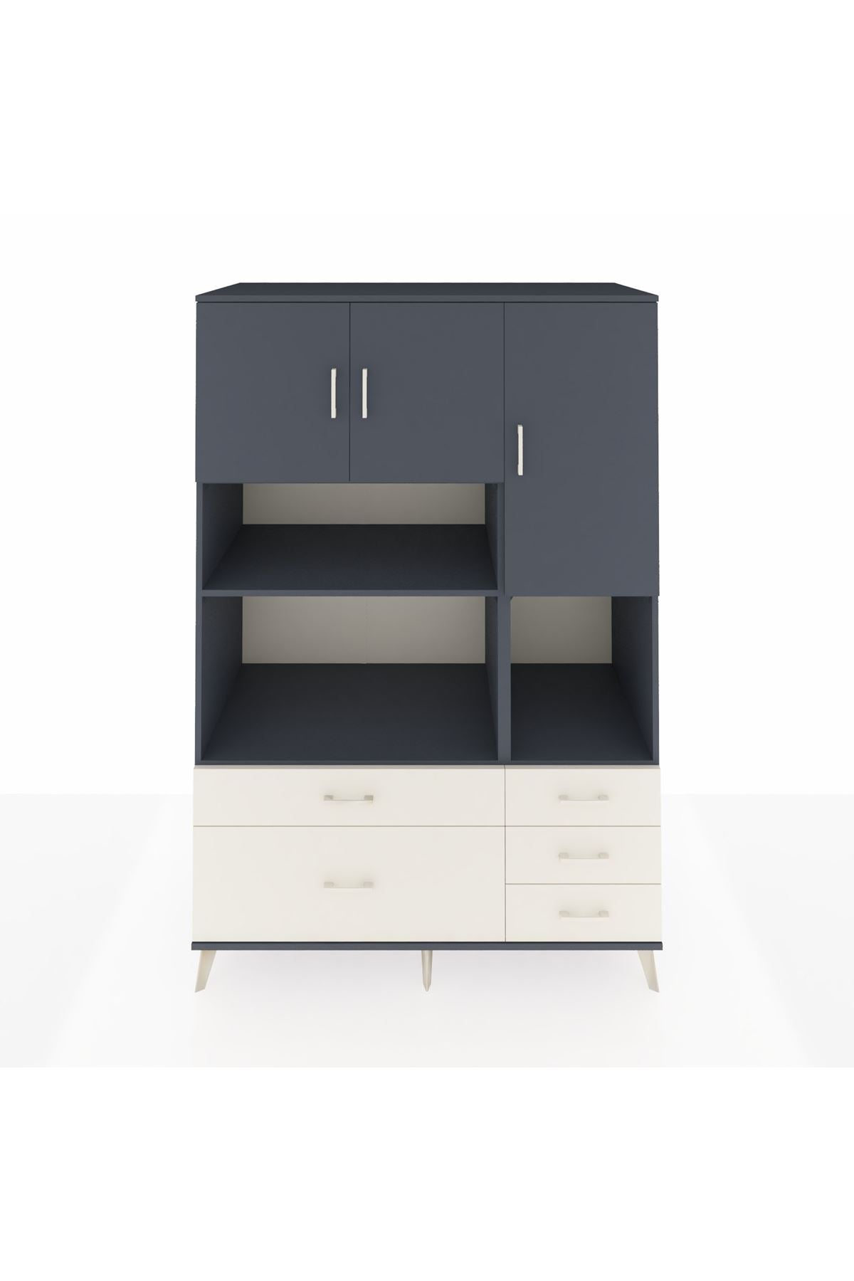 Kronos Dolap 8 Raflı 5 Çekmeceli 3 Kapaklı 132x59x195 Antrasit-Antrasit/Aytaşı