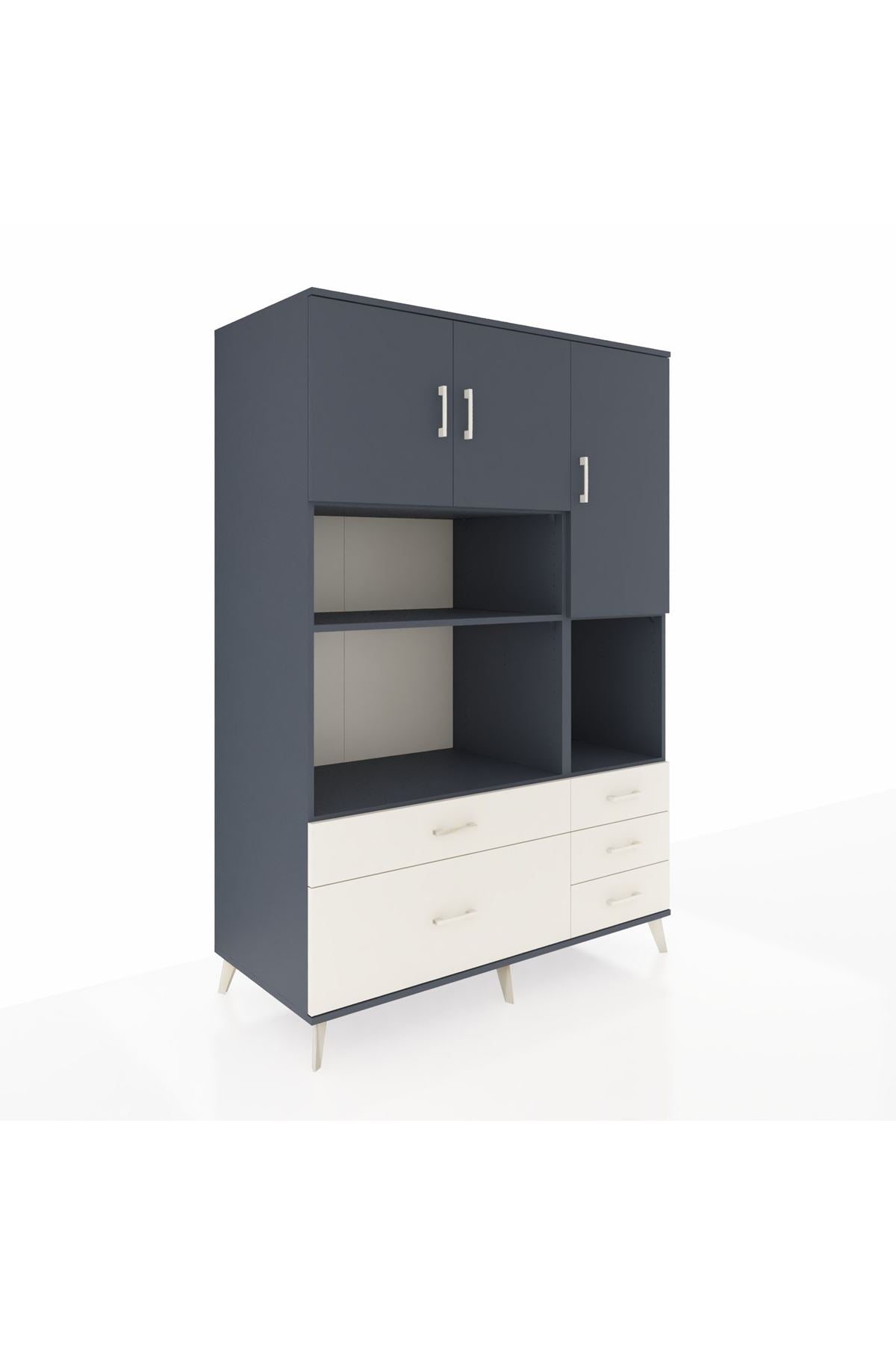 Kronos Dolap 8 Raflı 5 Çekmeceli 3 Kapaklı 132x59x195 Antrasit-Antrasit/Aytaşı