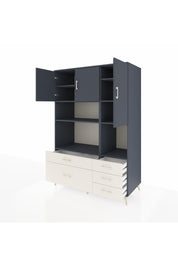 Kronos Dolap 8 Raflı 5 Çekmeceli 3 Kapaklı 132x59x195 Antrasit-Antrasit/Aytaşı