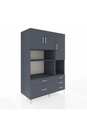 Kronos Dolap 8 Raflı 5 Çekmeceli 3 Kapaklı 132x59x195 Antrasit-Antrasit/Antrasit