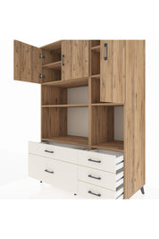 Kronos Dolap 8 Raflı 5 Çekmeceli 3 Kapaklı 132x59x195 Çam-Çam/Aytaşı