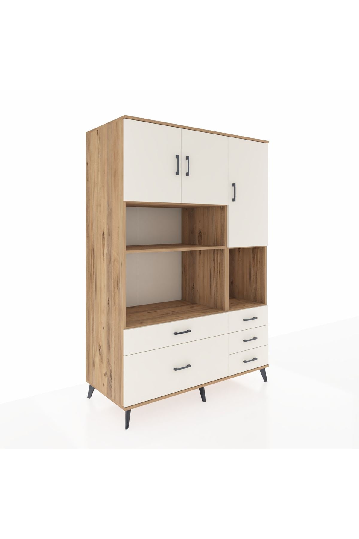 Kronos Dolap 8 Raflı 5 Çekmeceli 3 Kapaklı 132x59x195 Çam-Aytaşı/Aytaşı