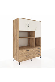 Kronos Dolap 8 Raflı 5 Çekmeceli 3 Kapaklı 132x59x195 Çam-Aytaşı/Çam