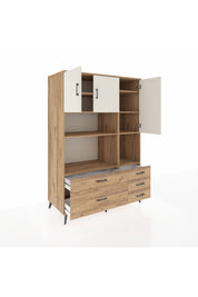 Kronos Dolap 8 Raflı 5 Çekmeceli 3 Kapaklı 132x59x195 Çam-Aytaşı/Çam