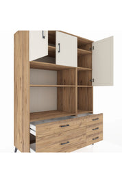 Kronos Dolap 8 Raflı 5 Çekmeceli 3 Kapaklı 132x59x195 Çam-Aytaşı/Çam