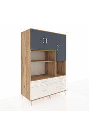 Kronos Dolap 8 Raflı 5 Çekmeceli 3 Kapaklı 132x59x195 Çam-Antrasit/Aytaşı