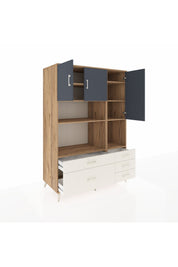 Kronos Dolap 8 Raflı 5 Çekmeceli 3 Kapaklı 132x59x195 Çam-Antrasit/Aytaşı