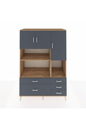 Kronos Dolap 8 Raflı 5 Çekmeceli 3 Kapaklı 132x59x195 Çam-Antrasit/Antrasit