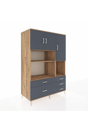 Kronos Dolap 8 Raflı 5 Çekmeceli 3 Kapaklı 132x59x195 Çam-Antrasit/Antrasit