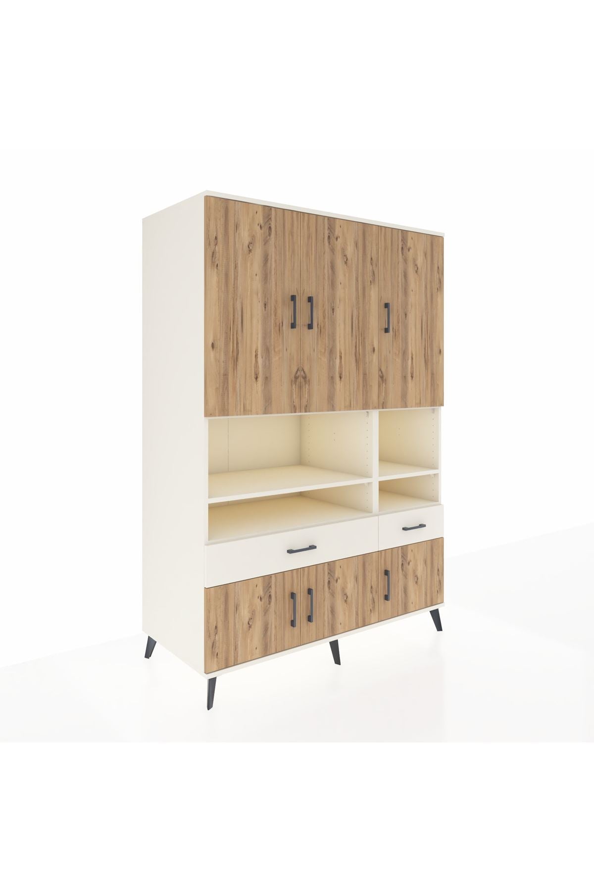 Kronos Dolap 8 Raflı 2 Çekmeceli 6 Kapaklı 132x59x195 Aytaşı-Çam/Aytaşı