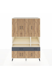 Kronos Dolap 8 Raflı 2 Çekmeceli 6 Kapaklı 132x59x195 Aytaşı-Çam/Antrasit