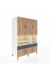 Kronos Dolap 8 Raflı 2 Çekmeceli 6 Kapaklı 132x59x195 Aytaşı-Çam/Antrasit