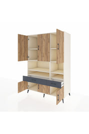 Kronos Dolap 8 Raflı 2 Çekmeceli 6 Kapaklı 132x59x195 Aytaşı-Çam/Antrasit